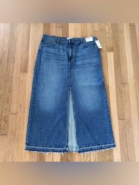Wrangler Denim Maxi Skirt Ankle Length Size 18 Distressed Whiskered New W/ Tags